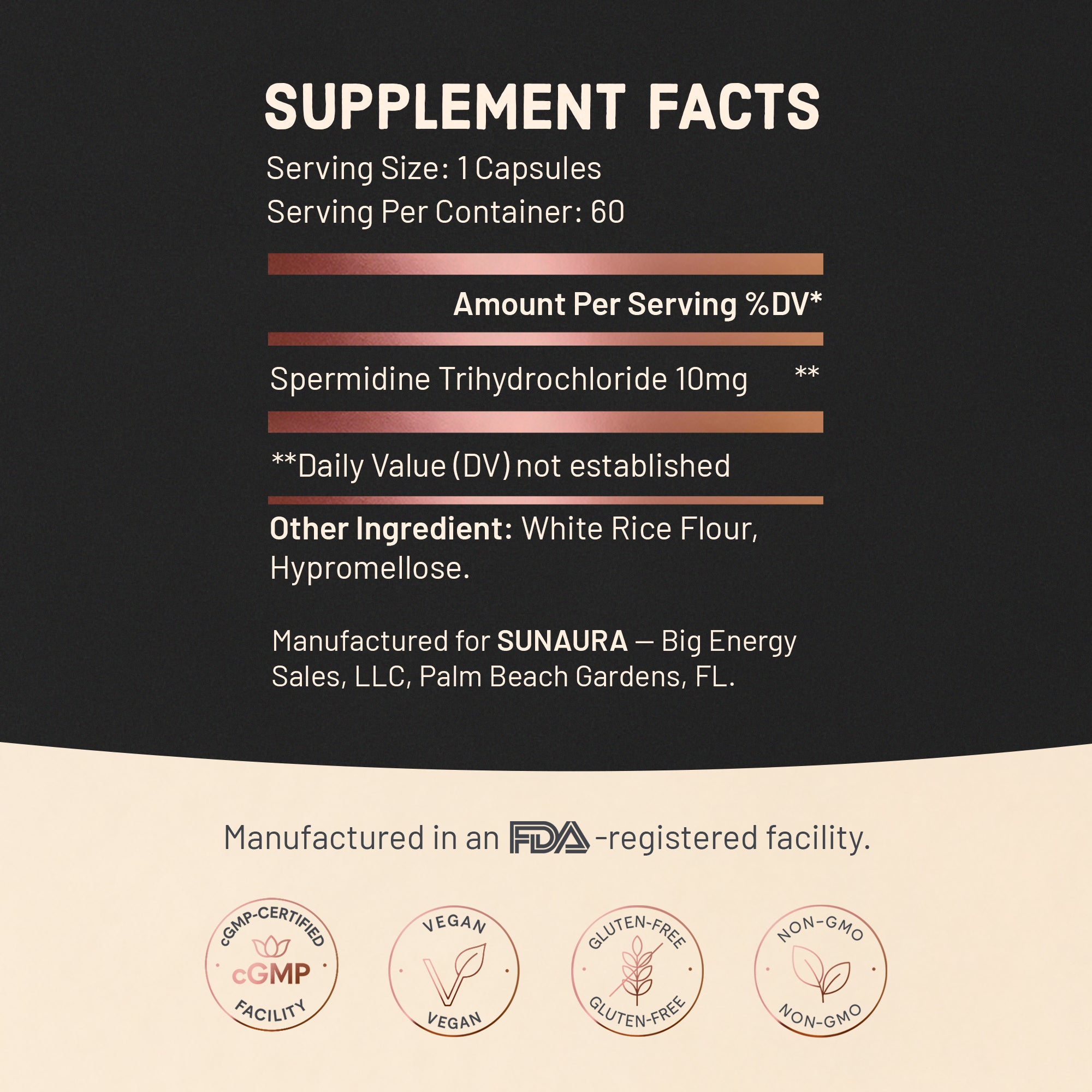 SUNAURA Spermidine 3HCL Capsules – Cellular Health, Longevity & Autophagy Support